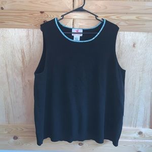 Quacker Factory black sleeves knit tank shirt size 1X